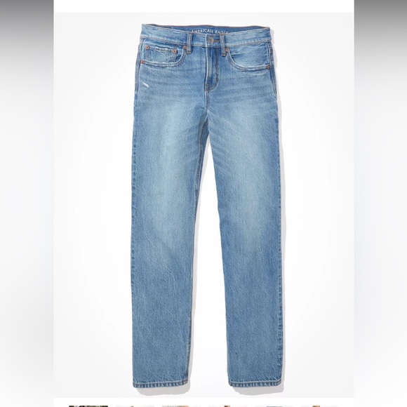 American Eagle 90s low rise y2k straight jeans in light wash size 16/33- NWT - Picture 2 of 12